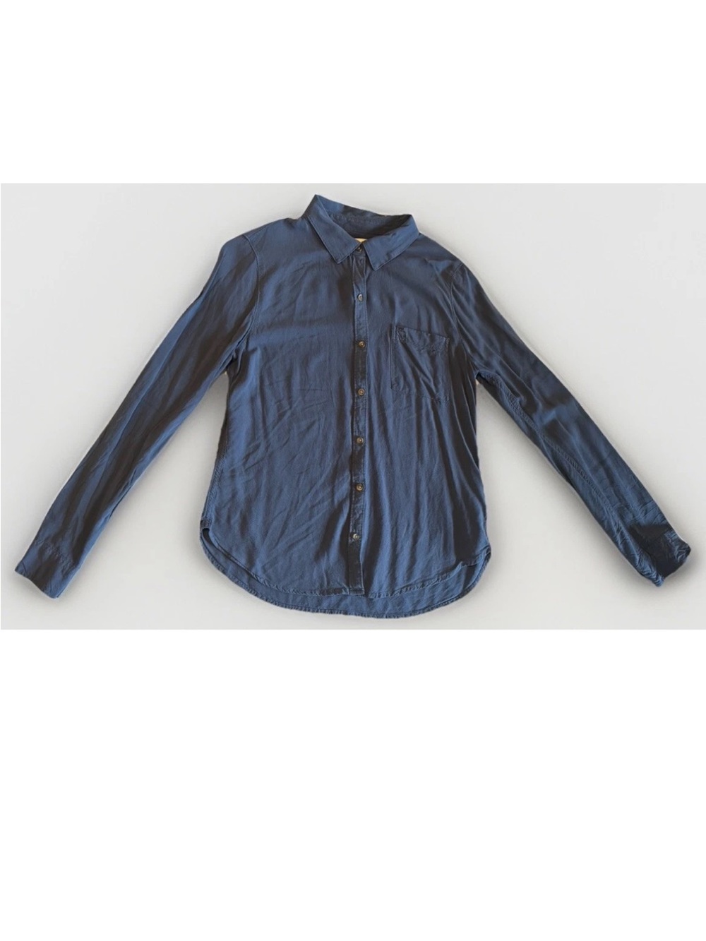 Abercrombie & Fitch Navy Blue Viscose Button Up Shirt Women’s Medium Long Sleeve